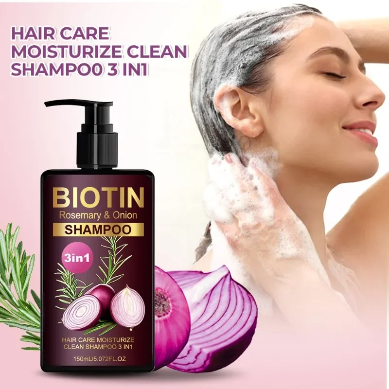 Hair Care Natural Ingredients - 150ml ビオチン配合 ローズマリー＆オニオンシャンプー - 効果的なヘアリペアと強化トリートメント -