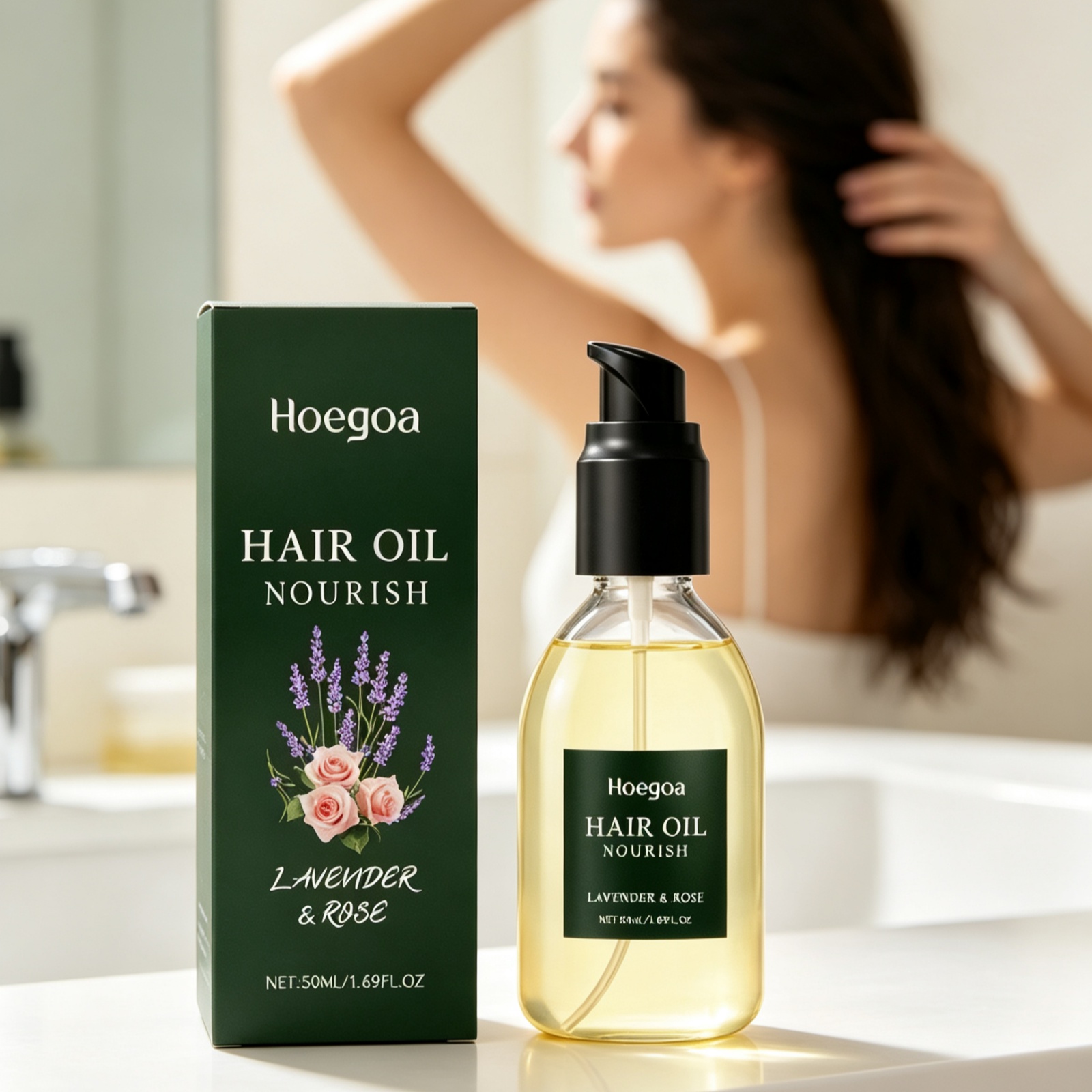 Hair Care Natural Ingredients - ﻿ ホーゴア ラベンダーローズ ヘアケアオイル 深い栄養を与える髪のキューティクル保護 アンチフリズ