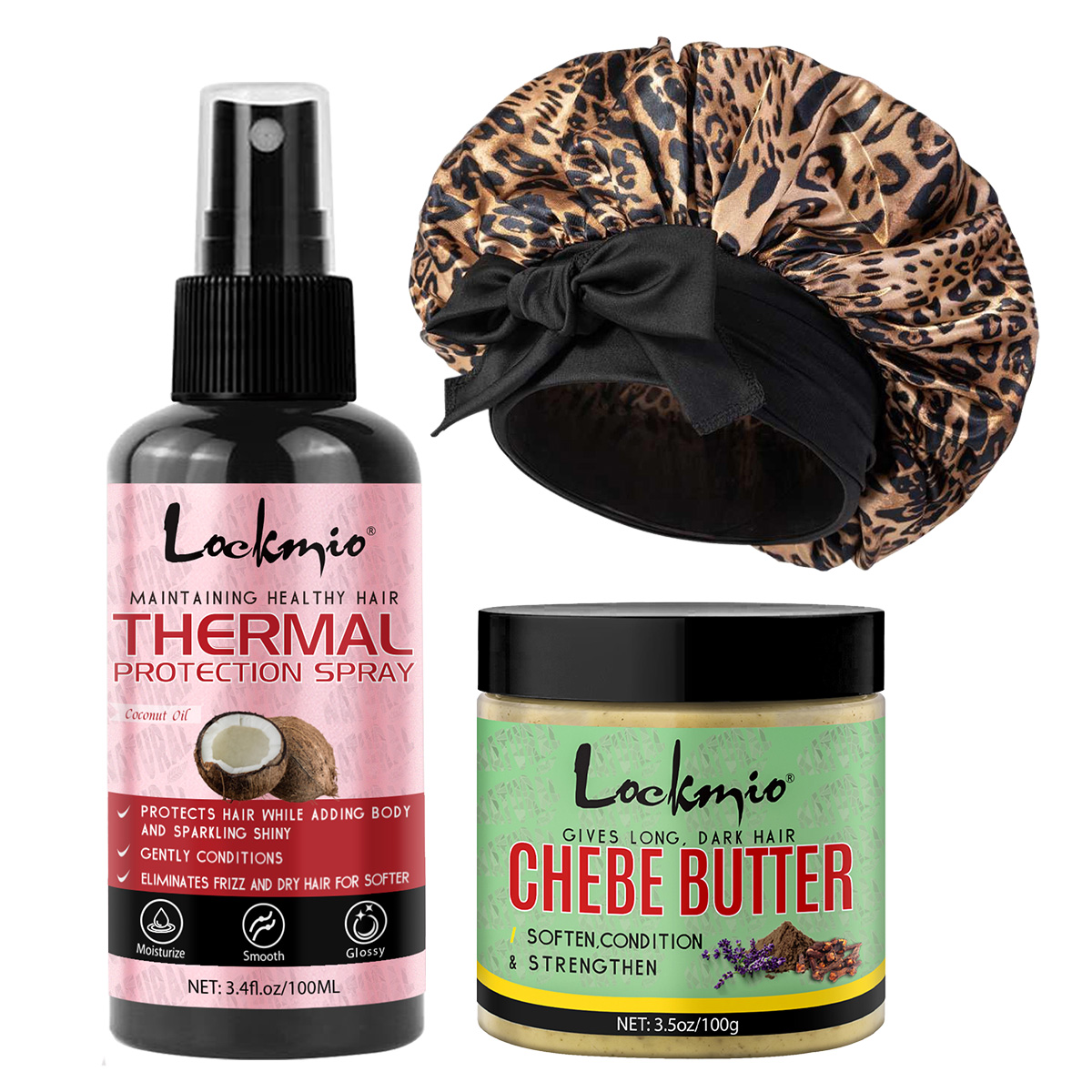 ヒートプロテクトスプレー、チェベバター、レオパード柄サテンボ - Hair Care Natural Ingredients のレビューと価格